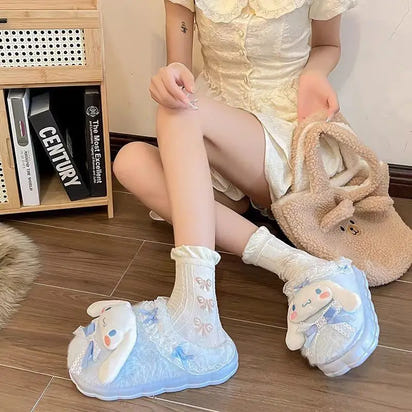 Sanrio Hello Kitty Kuromi Cinnamoroll Cotton Slippers Cartoon Cute Winter Indoor Home Slippers Thick Sole Keep Warm Cotton Shoes